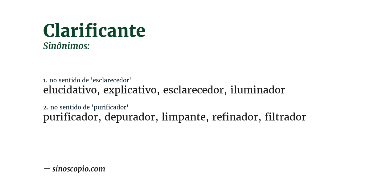 Sinônimo de clarificante
