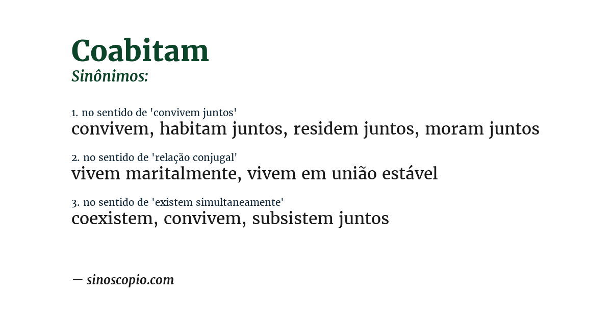 Sinônimo de coabitam