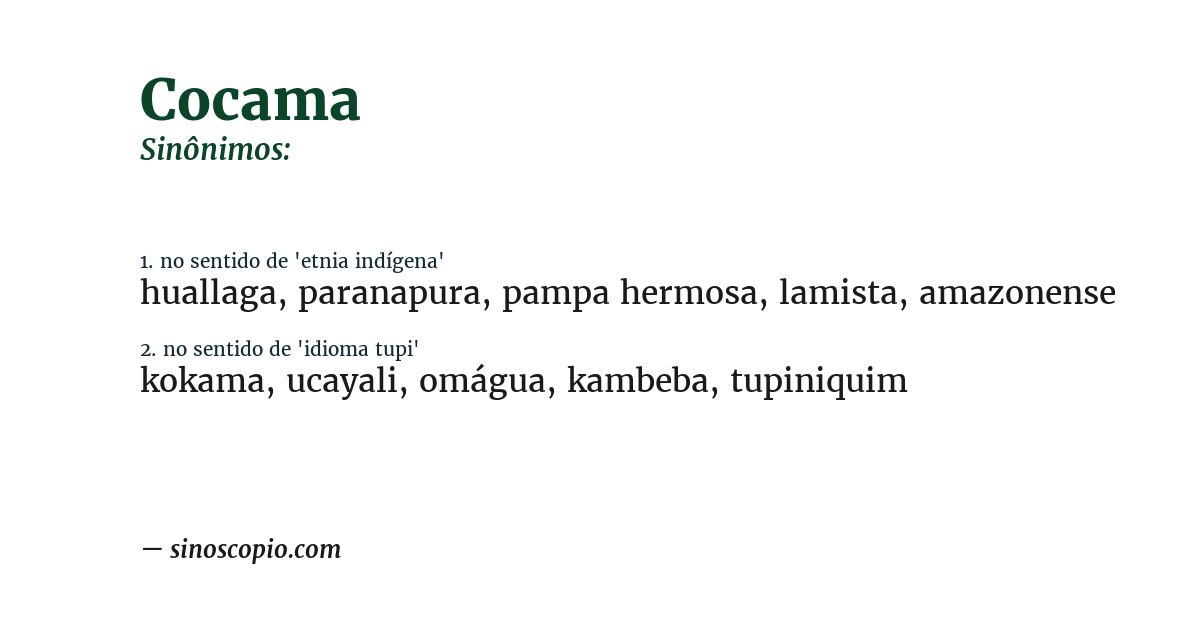 Sinônimo de cocama