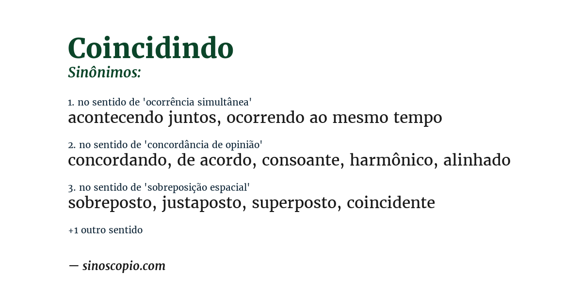 Sinônimo de coincidindo