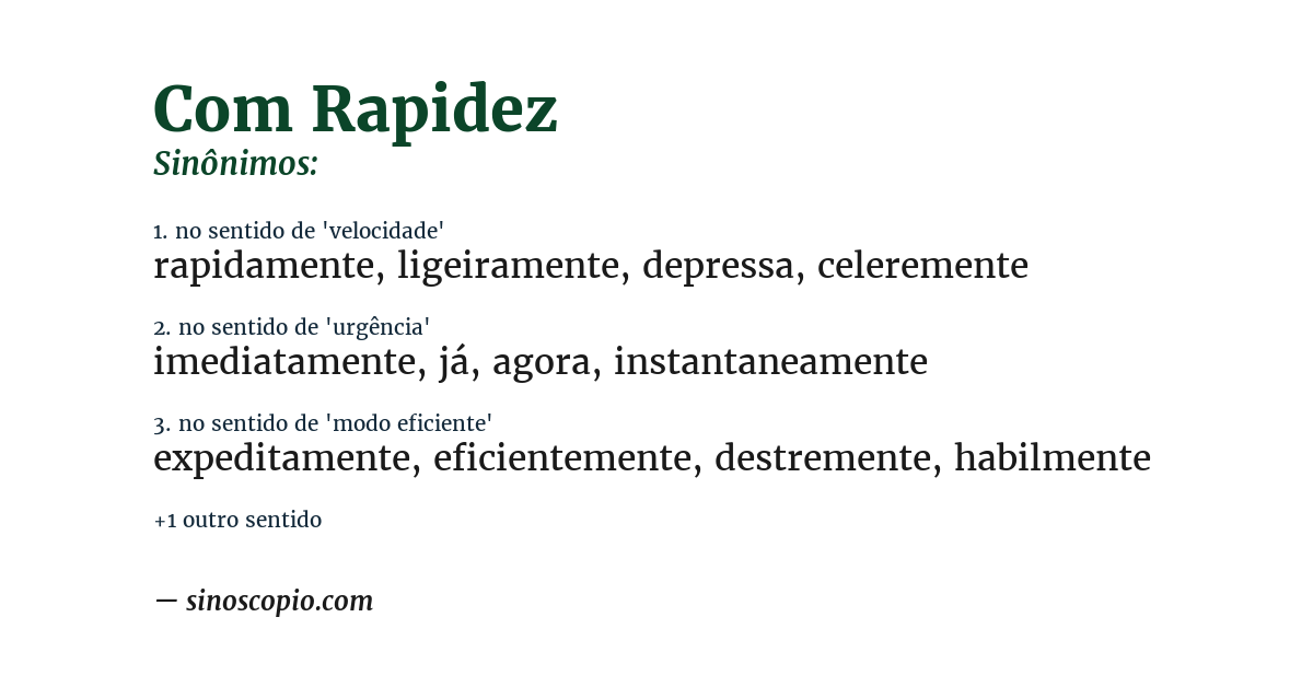 Sinônimo de com rapidez