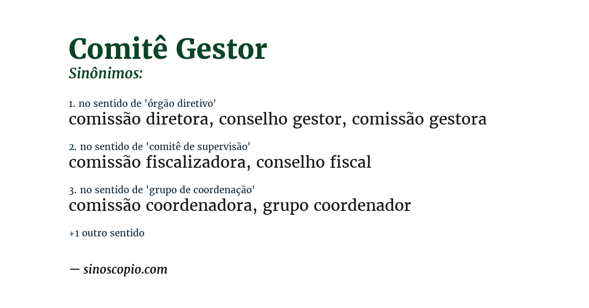 Sinônimo de comitê gestor