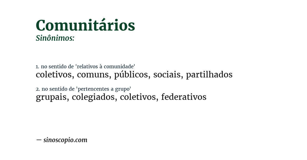 Sinônimo de comunitários