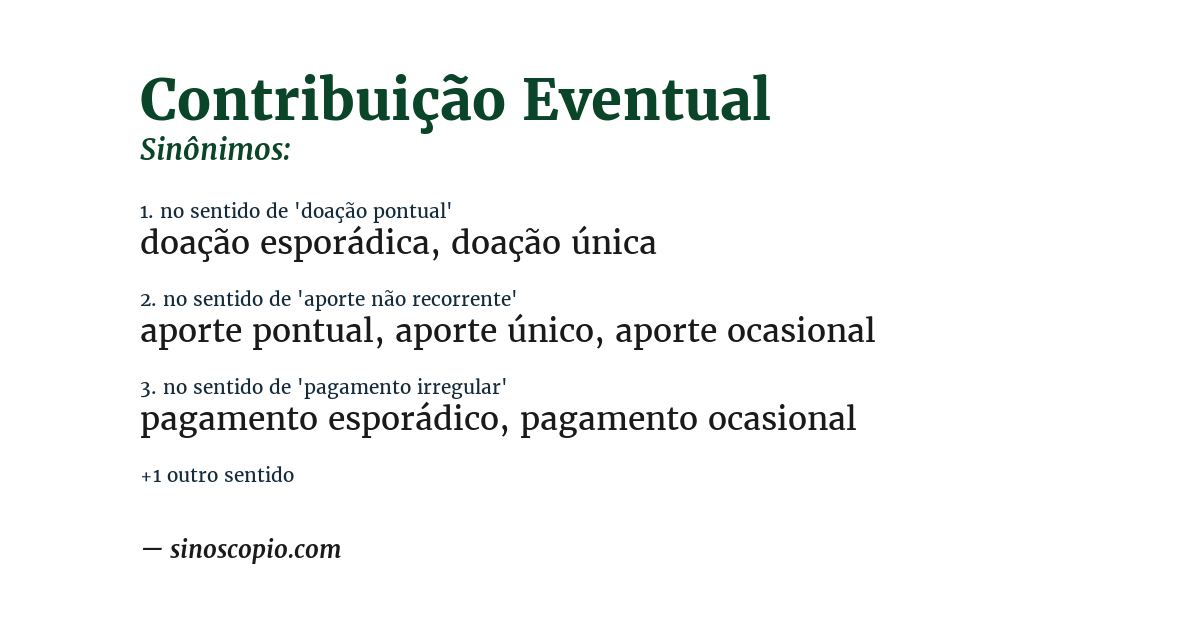 Sinônimo de contribuição eventual