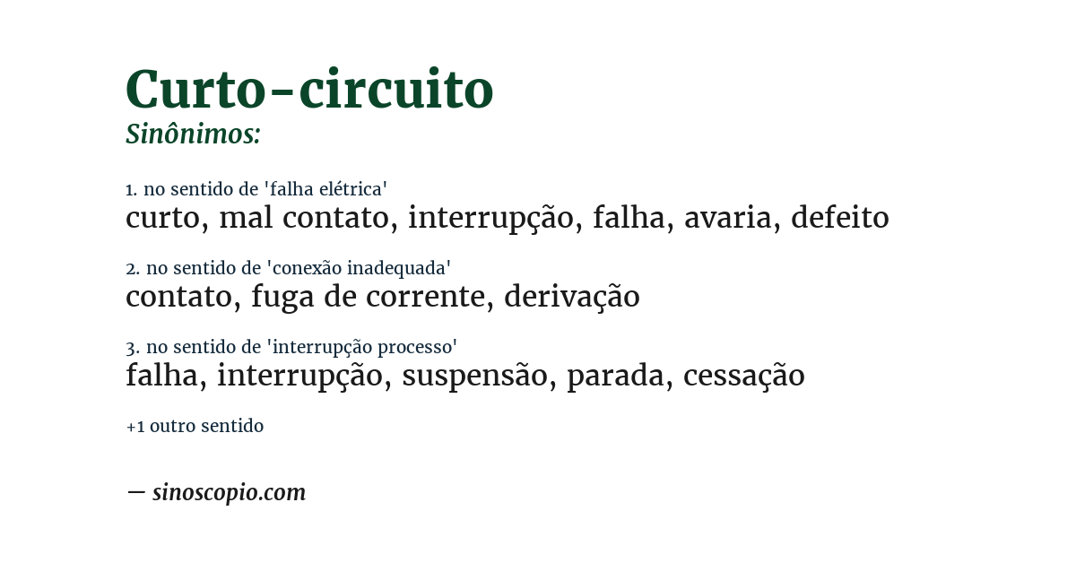 Sinônimo de curto-circuito