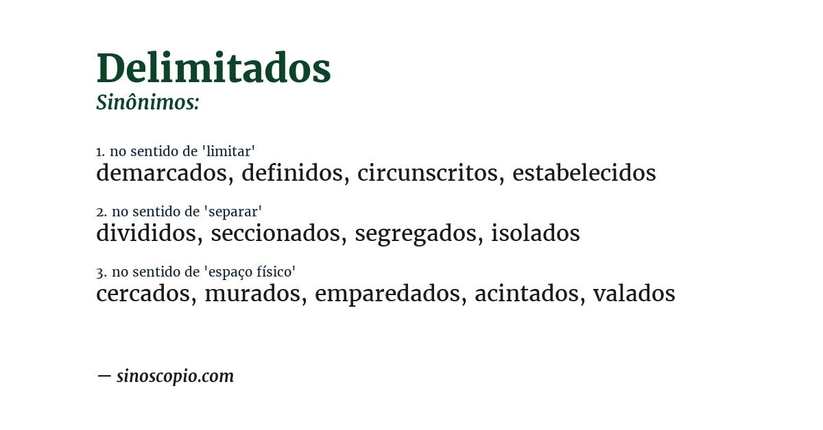 Sinônimo de delimitados