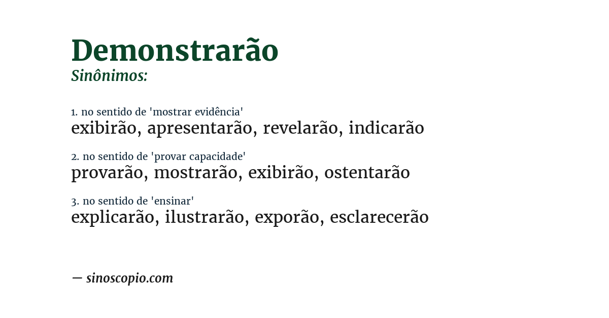 Sinônimo de demonstrarão