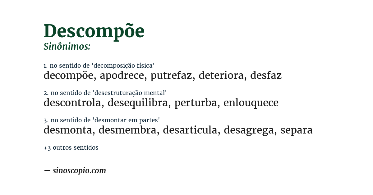 Sinônimo de descompõe