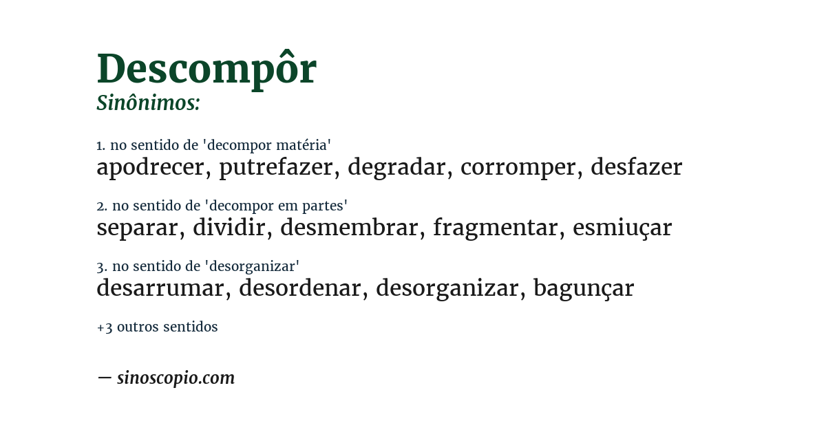 Sinônimo de descompôr