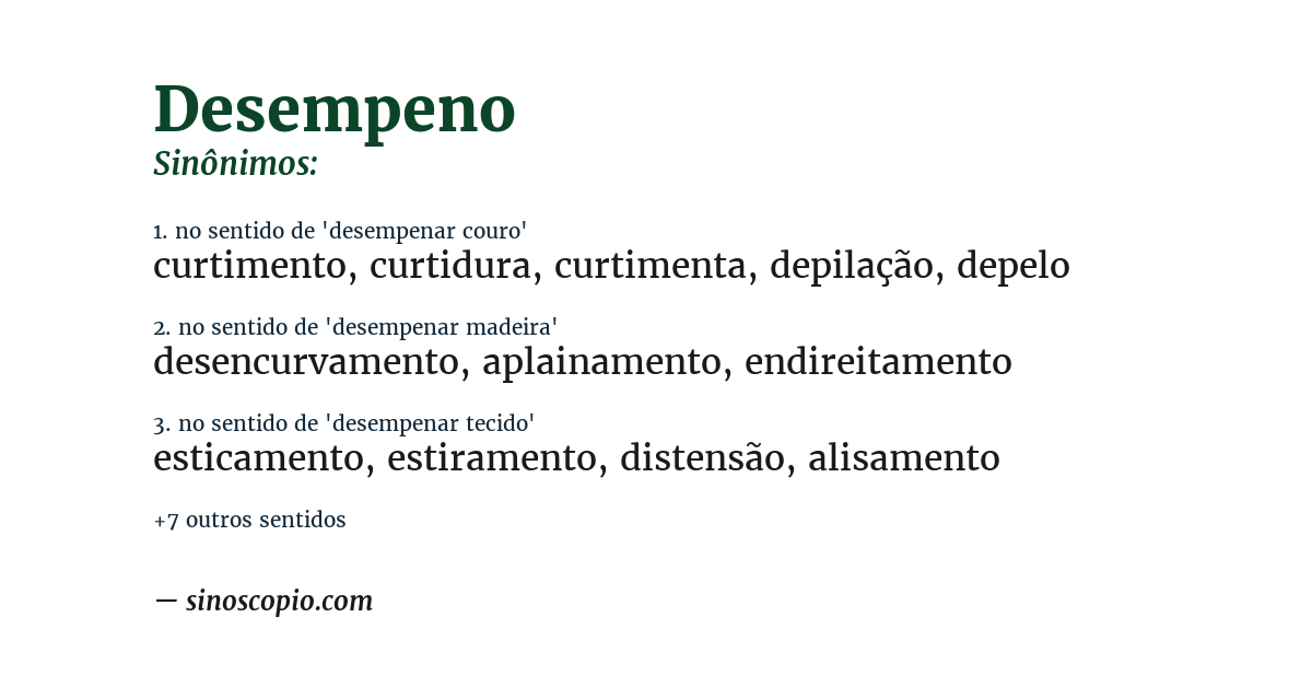 Sinônimo de desempeno