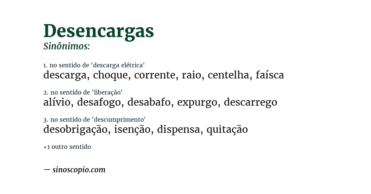 Sinônimo de desencargas