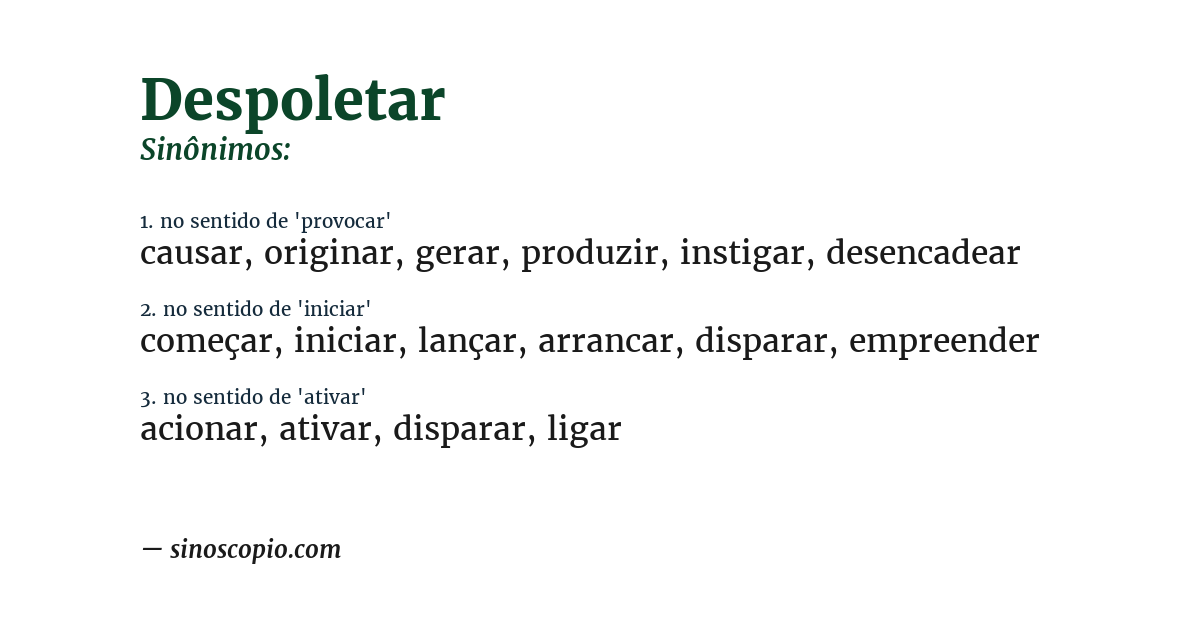 Sinônimo de despoletar