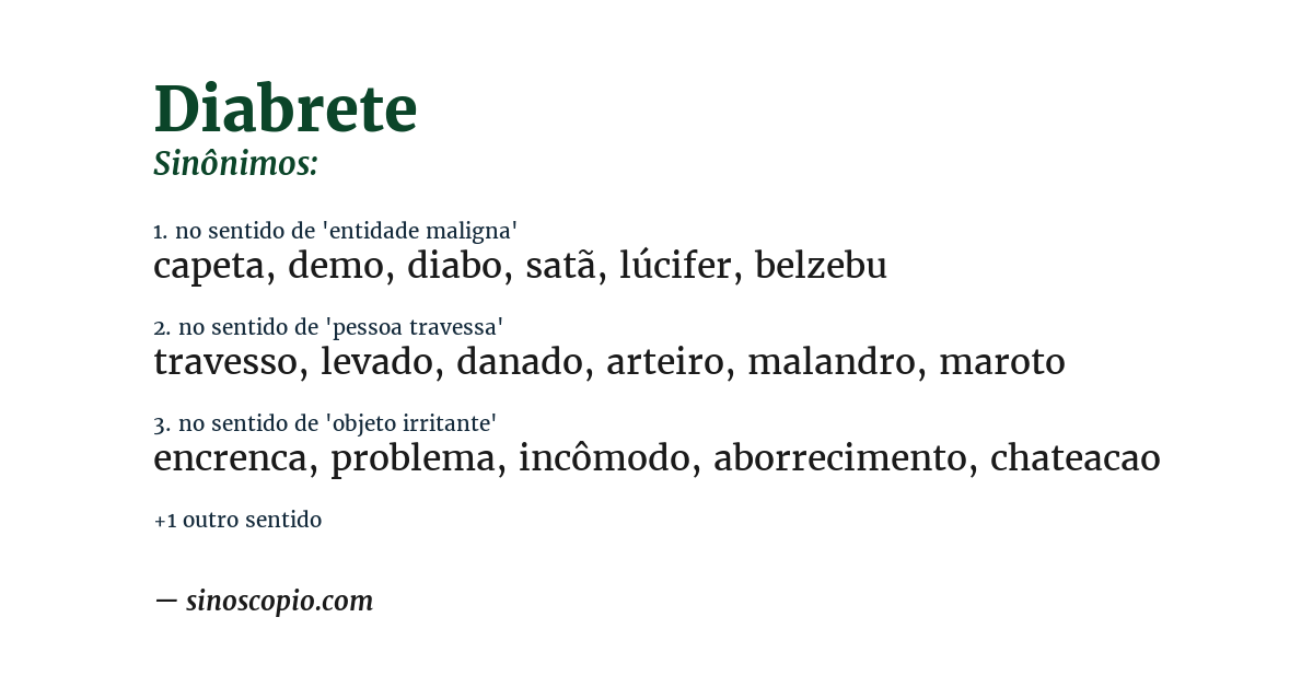 Sinônimo de diabrete
