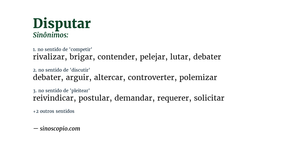 Sinônimo de disputar