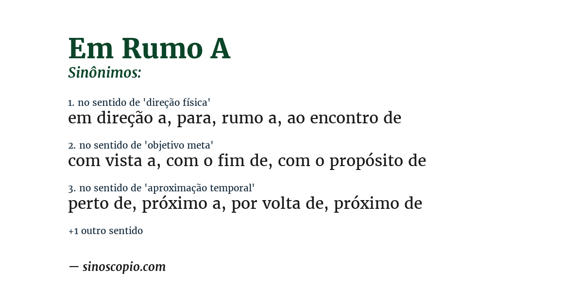 Sinônimo de em rumo a