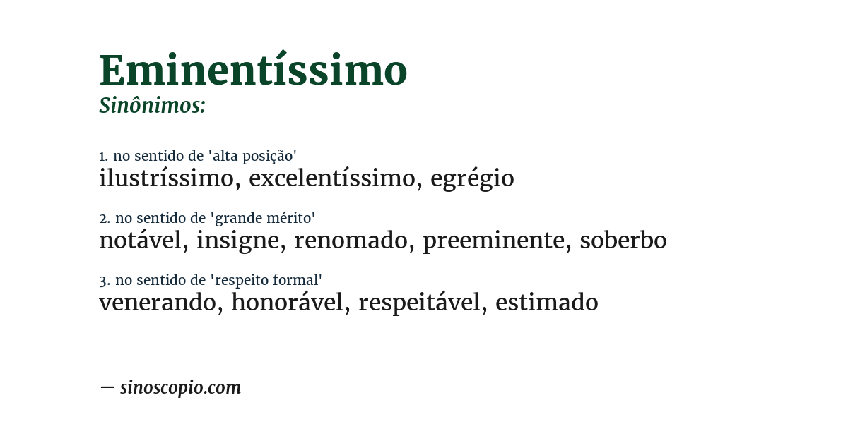 Sinônimo de eminentíssimo