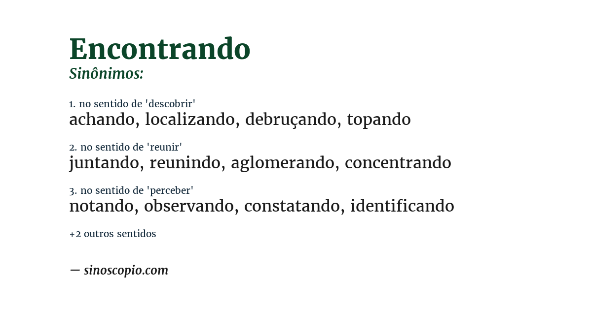 Sinônimo de encontrando