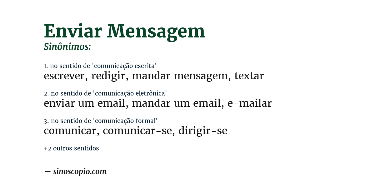 Sinônimo de enviar mensagem