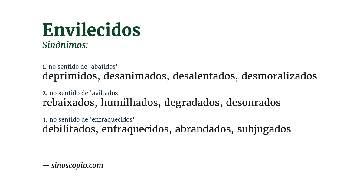 Sinônimo de envilecidos