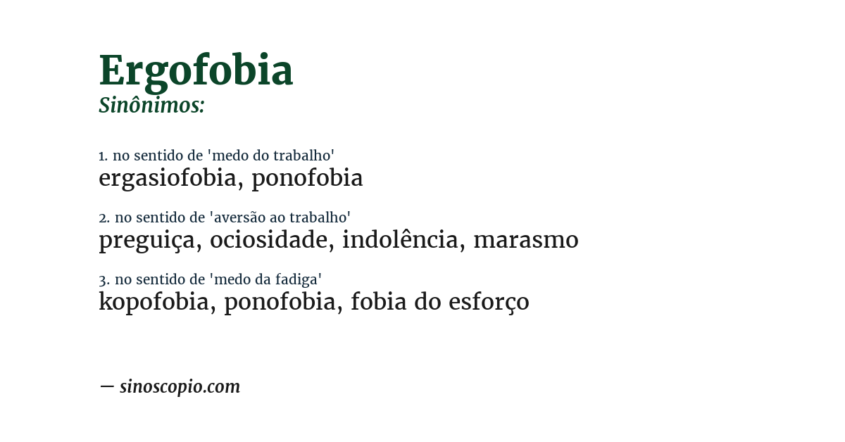 Sinônimo de ergofobia