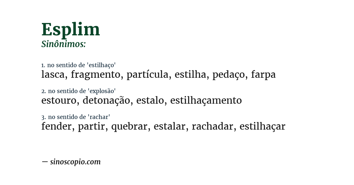 Sinônimo de esplim