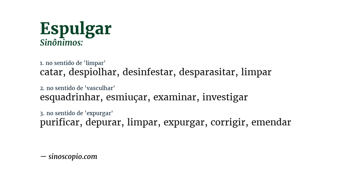 Sinônimo de espulgar