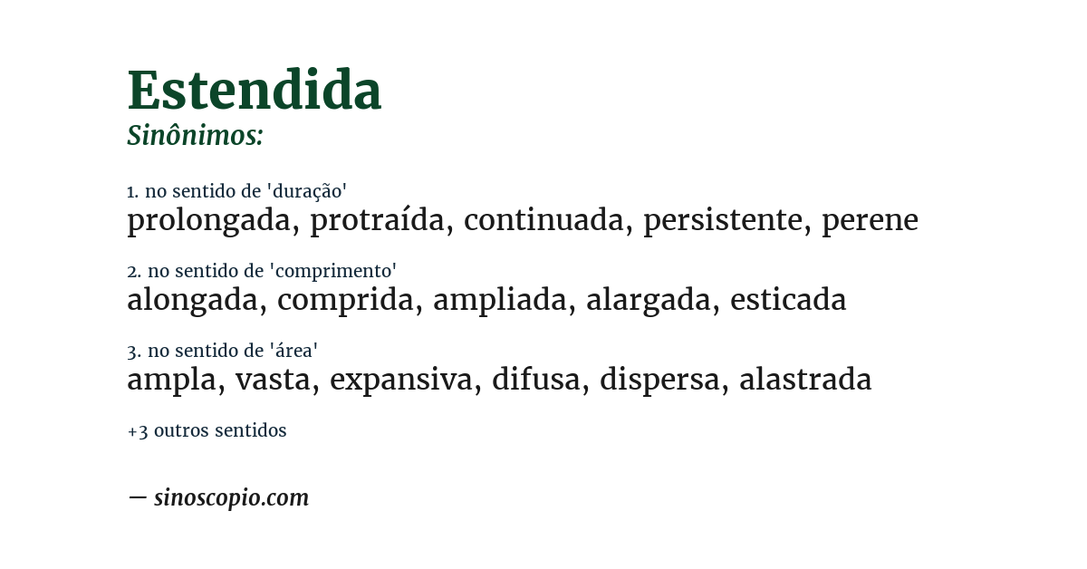Sinônimo de estendida