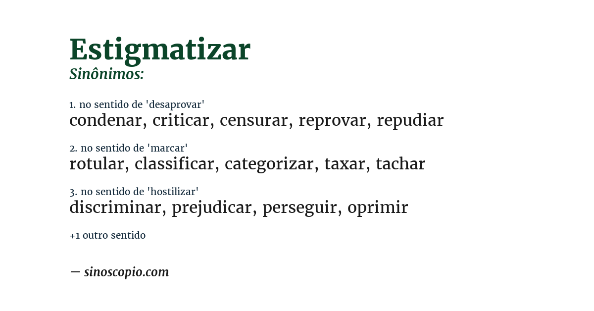 Sinônimo de estigmatizar