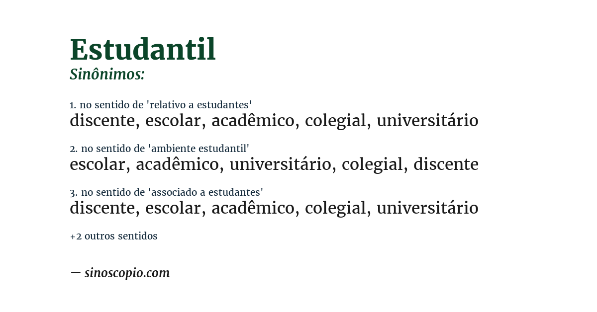 Sinônimo de estudantil