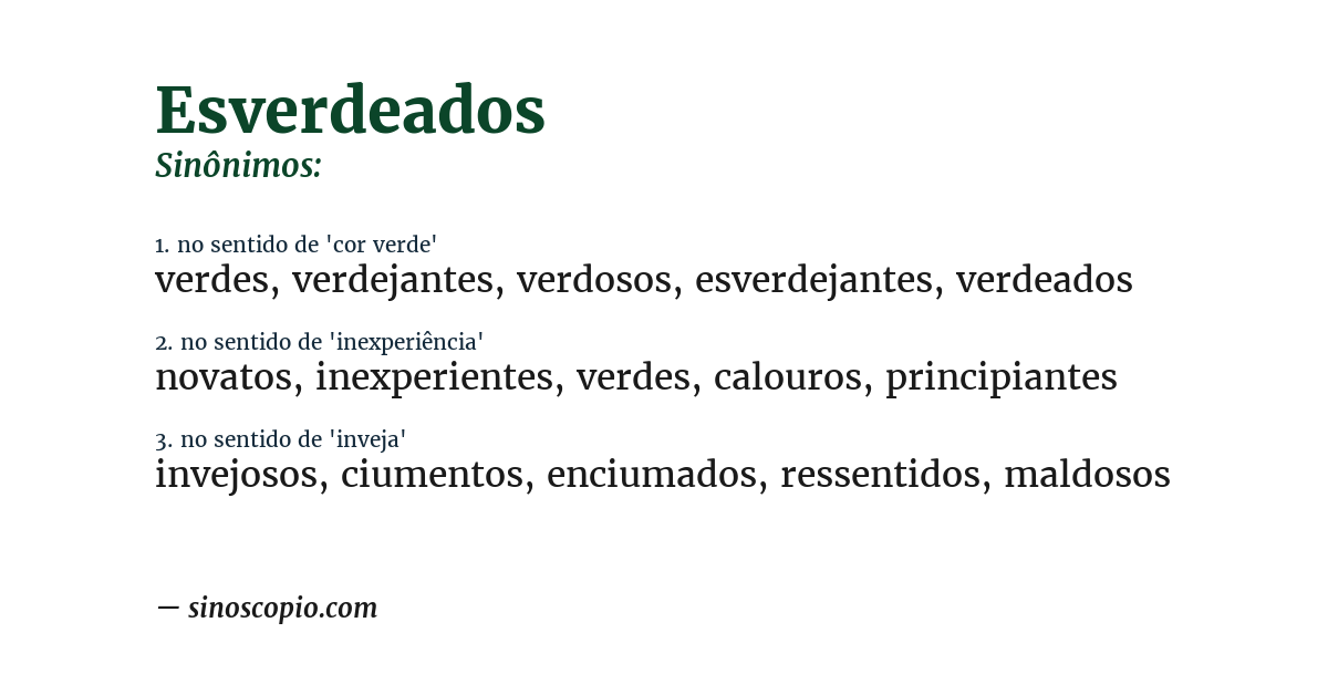 Sinônimo de esverdeados