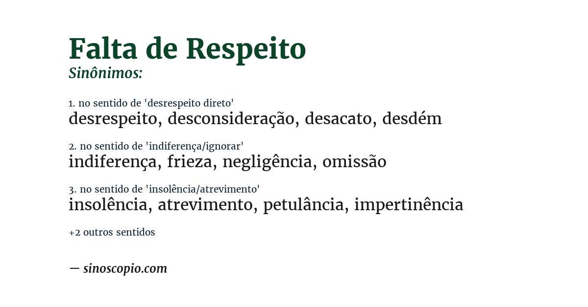 Sinônimo de falta de respeito