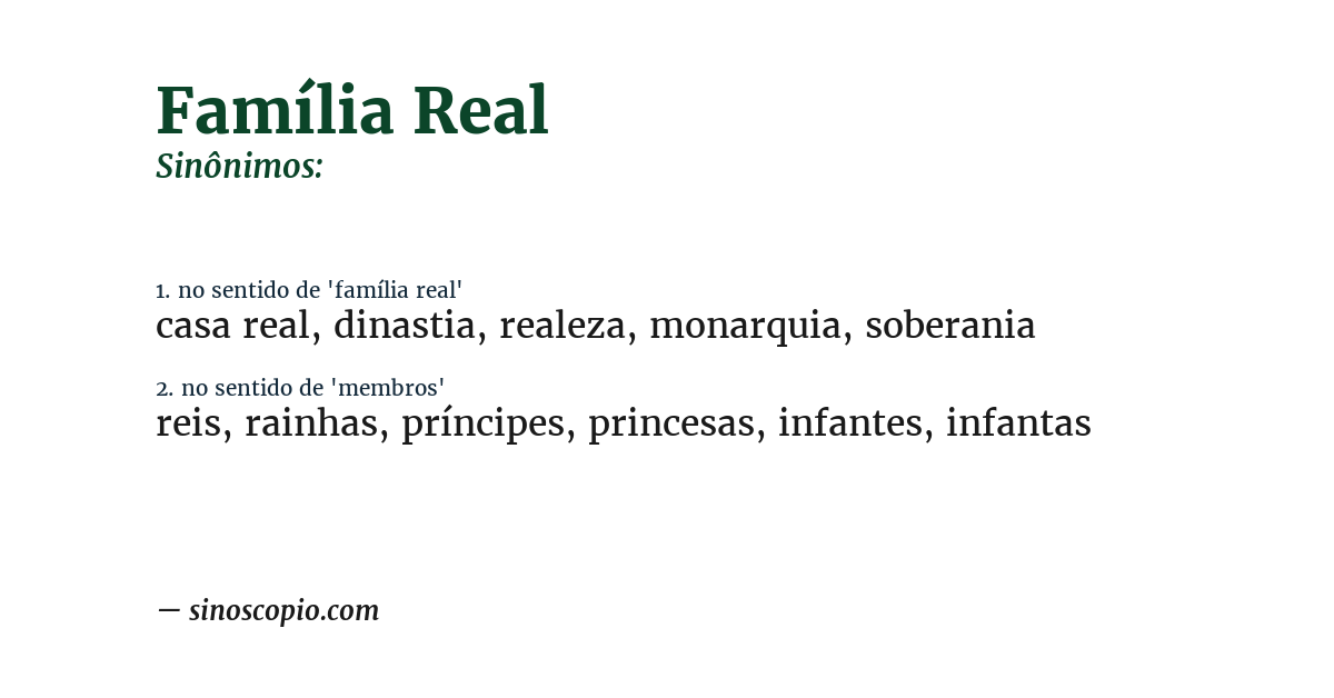 Sinônimo de família real