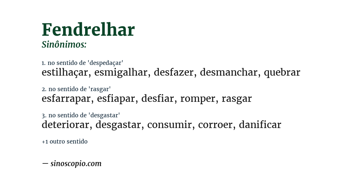 Sinônimo de fendrelhar