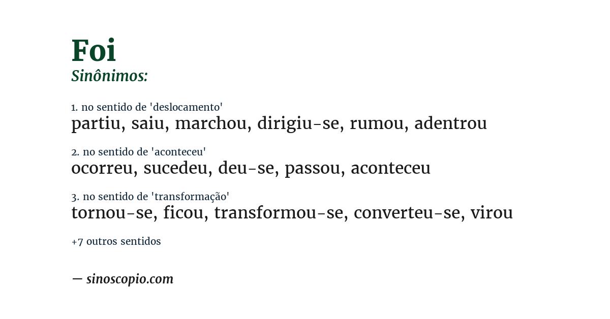 Sinônimo de foi