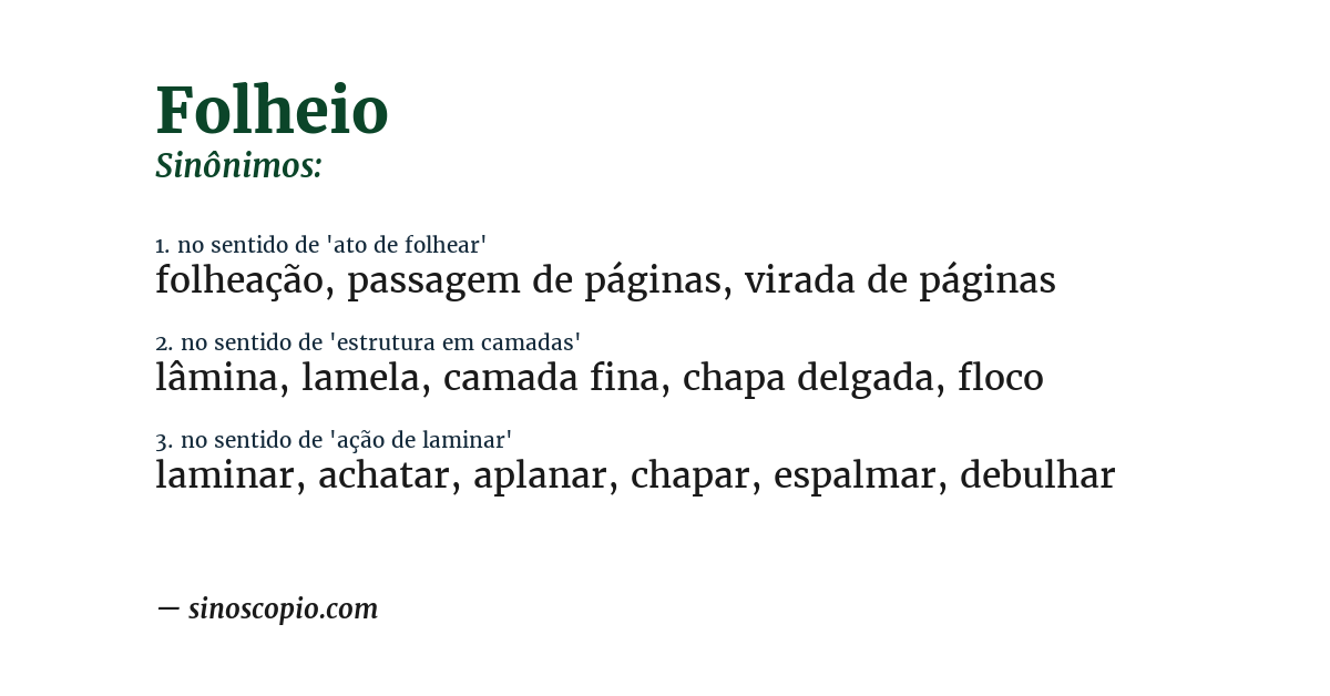 Sinônimo de folheio