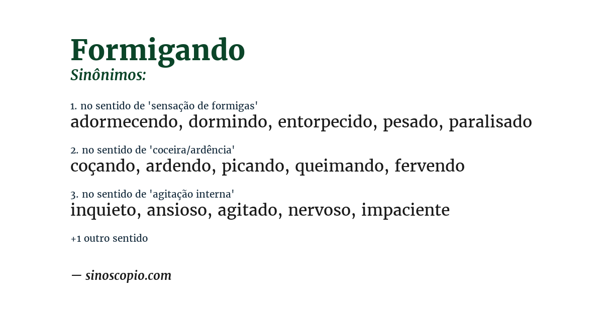 Sinônimo de formigando