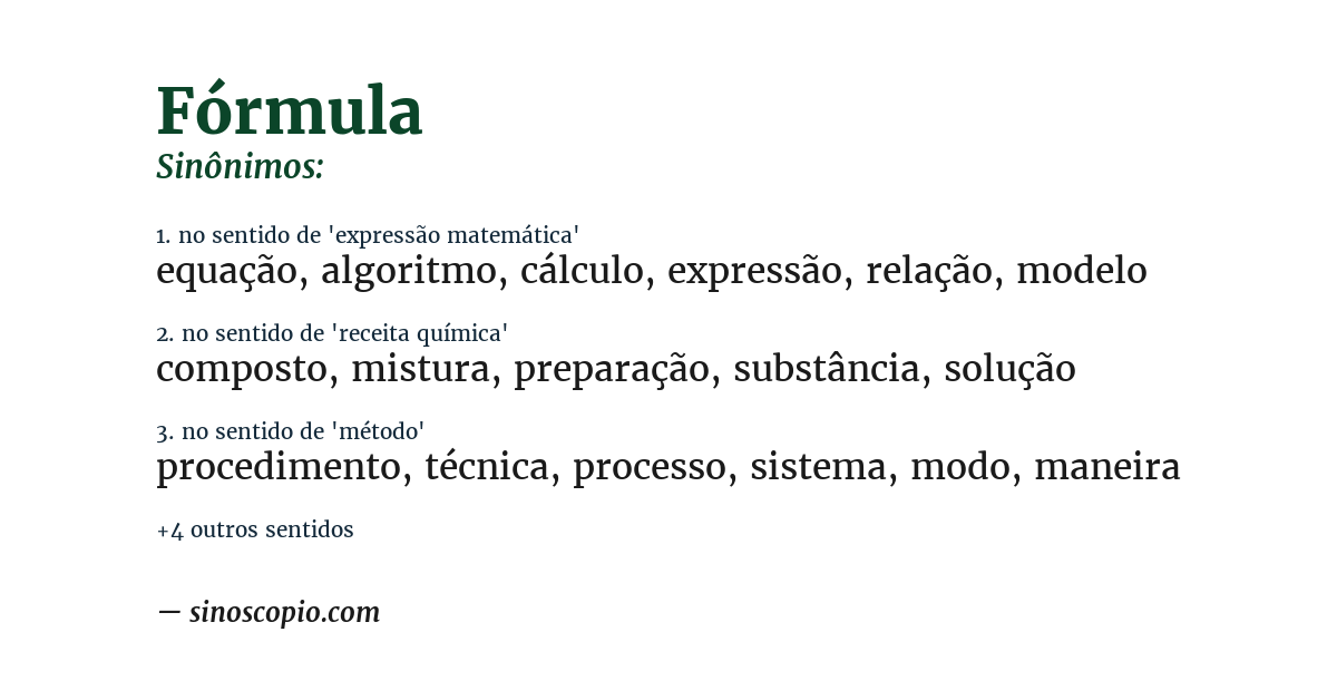 Sinônimo de fórmula