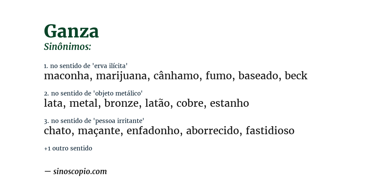 Sinônimo de ganza