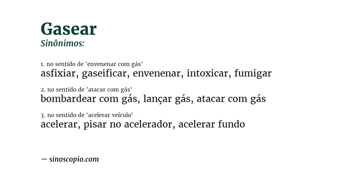 Sinônimo de gasear