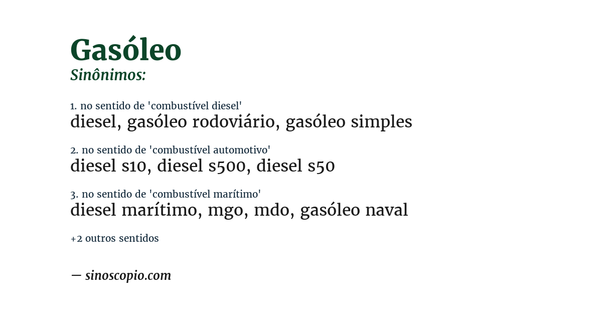 Sinônimo de gasóleo