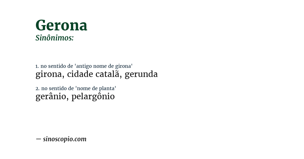 Sinônimo de gerona