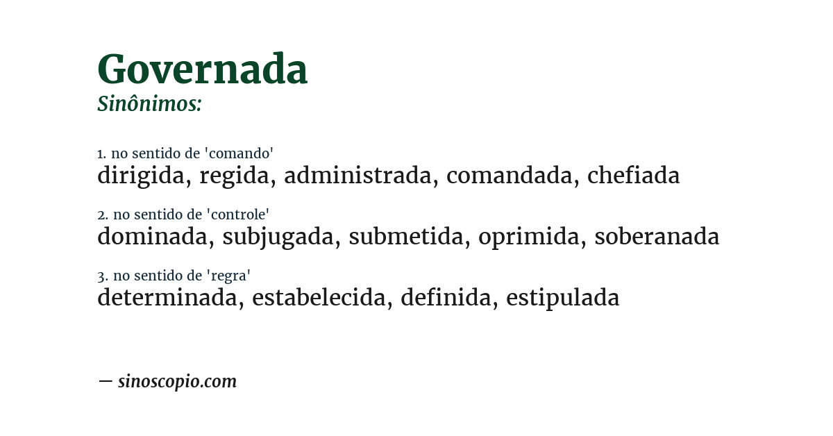 Sinônimo de governada