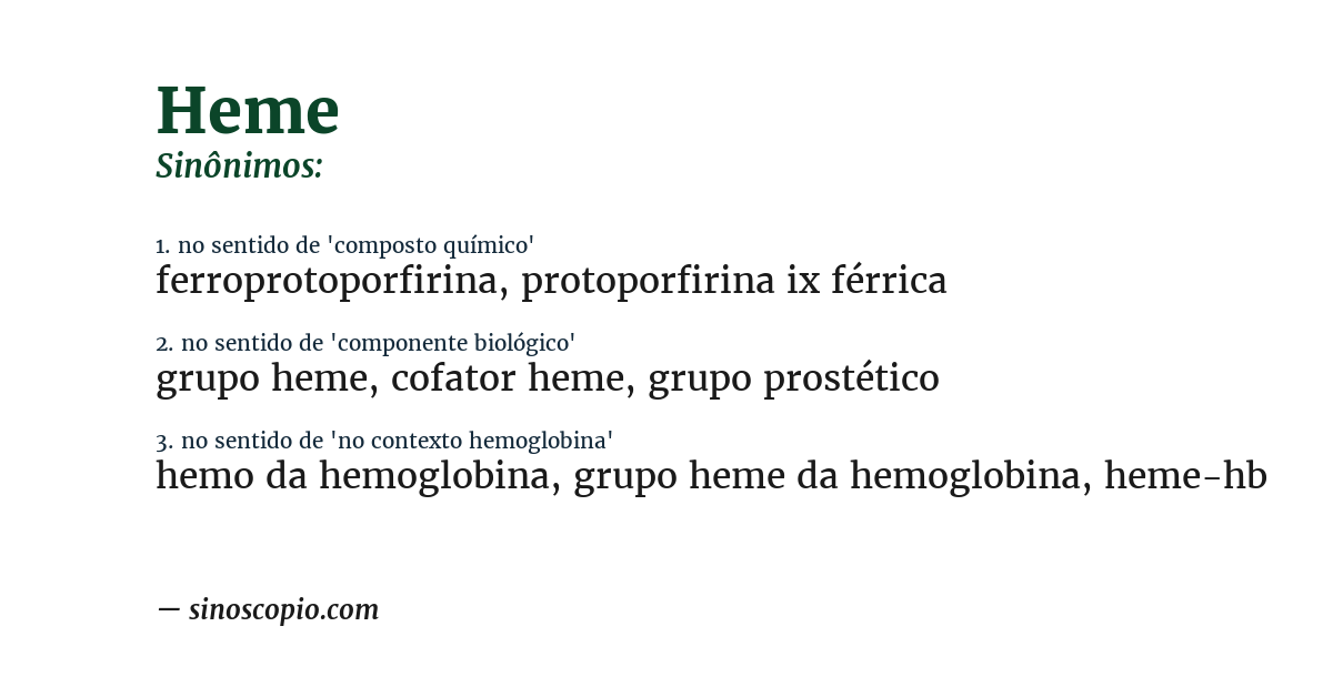 Sinônimo de heme