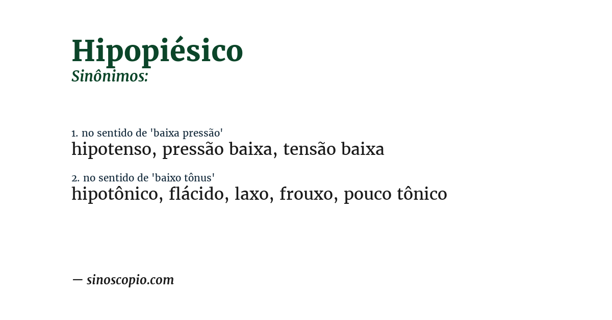 Sinônimo de hipopiésico