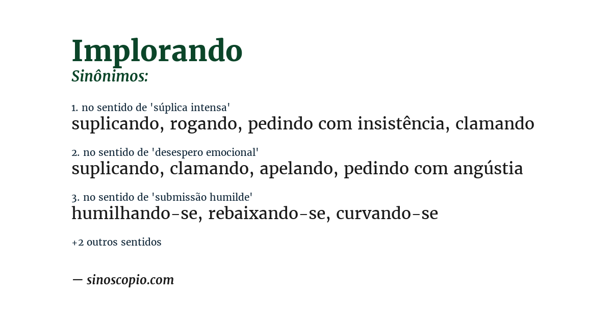 Sinônimo de implorando