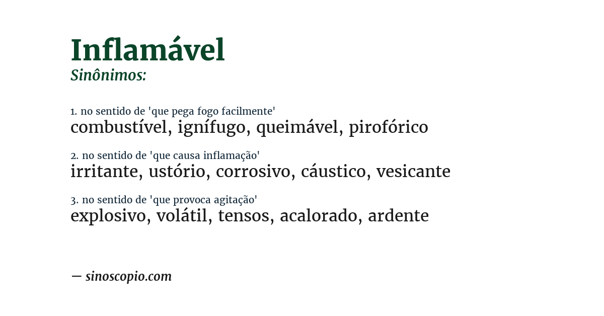 Sinônimo de inflamável