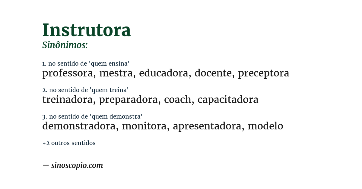 Sinônimo de instrutora