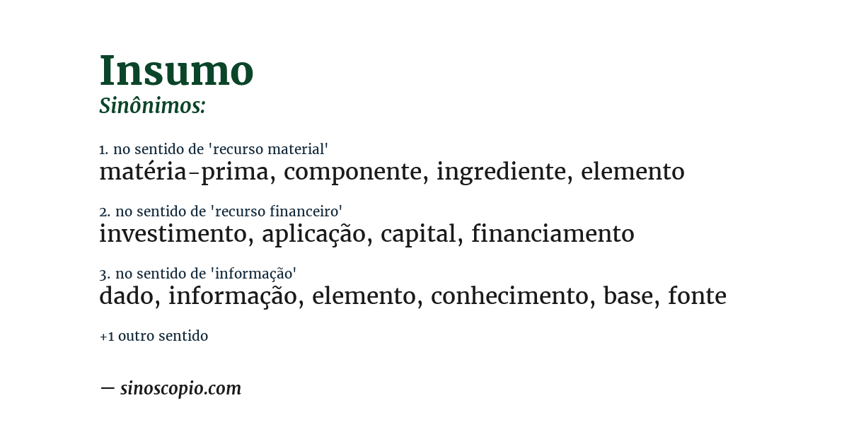 Sinônimo de insumo
