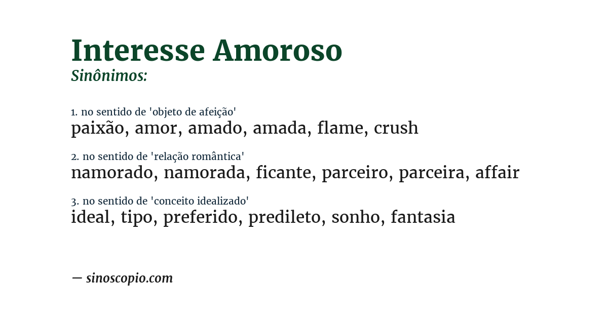 Sinônimo de interesse amoroso