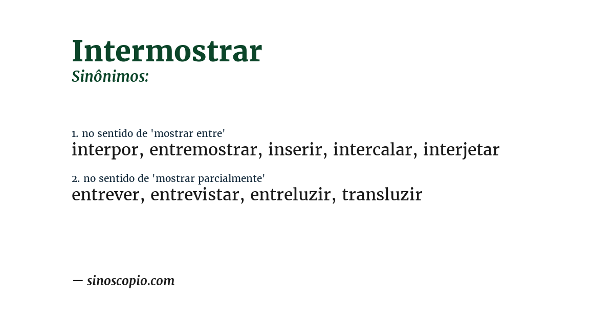 Sinônimo de intermostrar